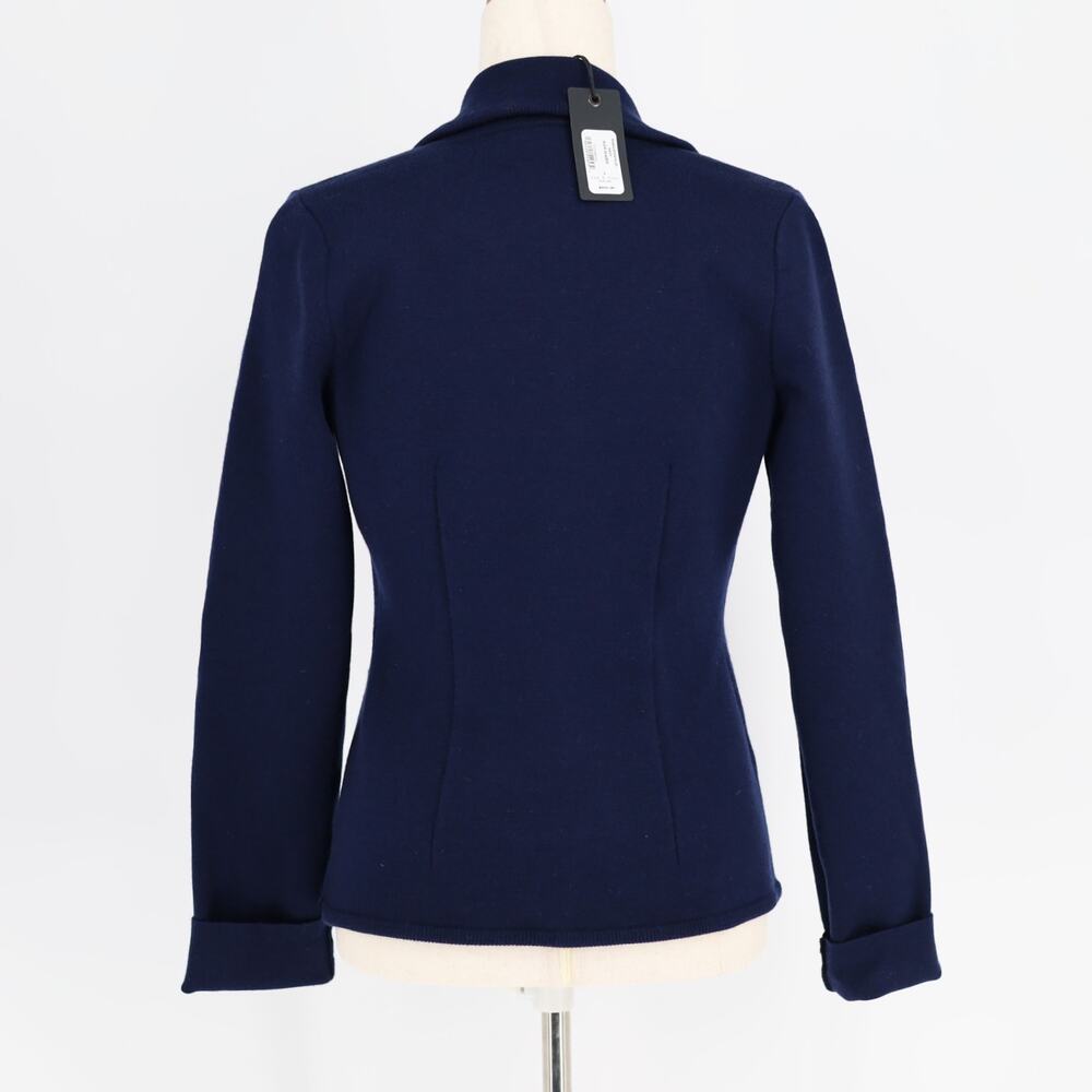 Rag & Bone Women Navy Merino Wool Knit Alex Slim Front Button Blazer Size S - Picture 8 of 11